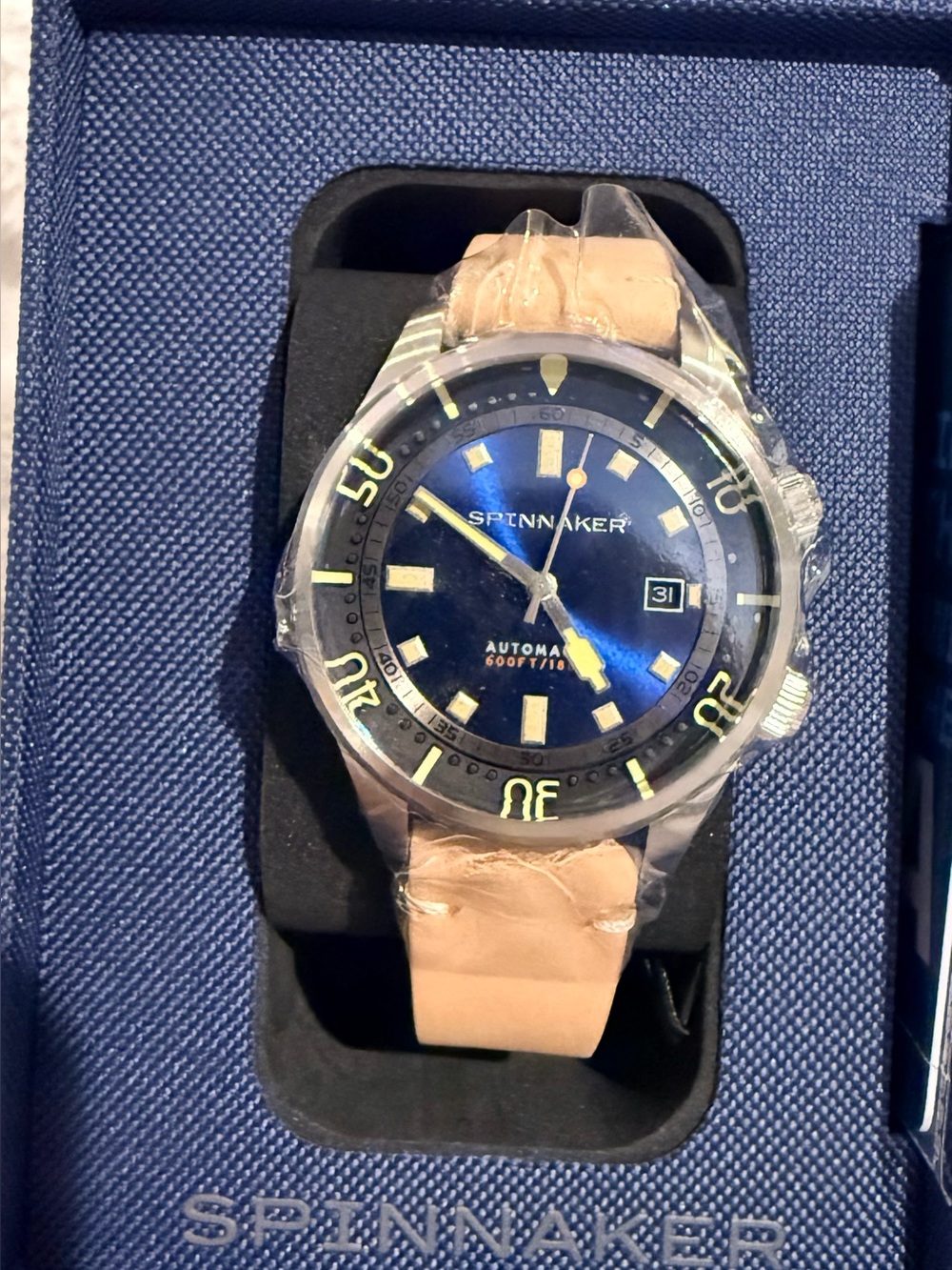 Spinnaker Blue Dial Automatic Watch with Tan Leather Strap Bradner Automatic